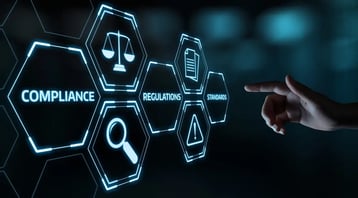 Graphic showing compliance, regulations, and standards